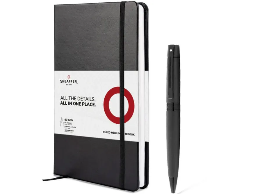 Sheaffer 300 Matte Black Ballpoint Pen & A5 Notebook Gift Set