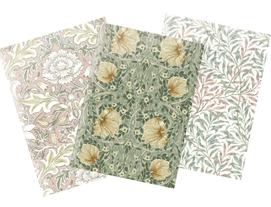 The Original Morris & Co A6 Notebook Set - Pimpernel, Willow & Simply Severn
