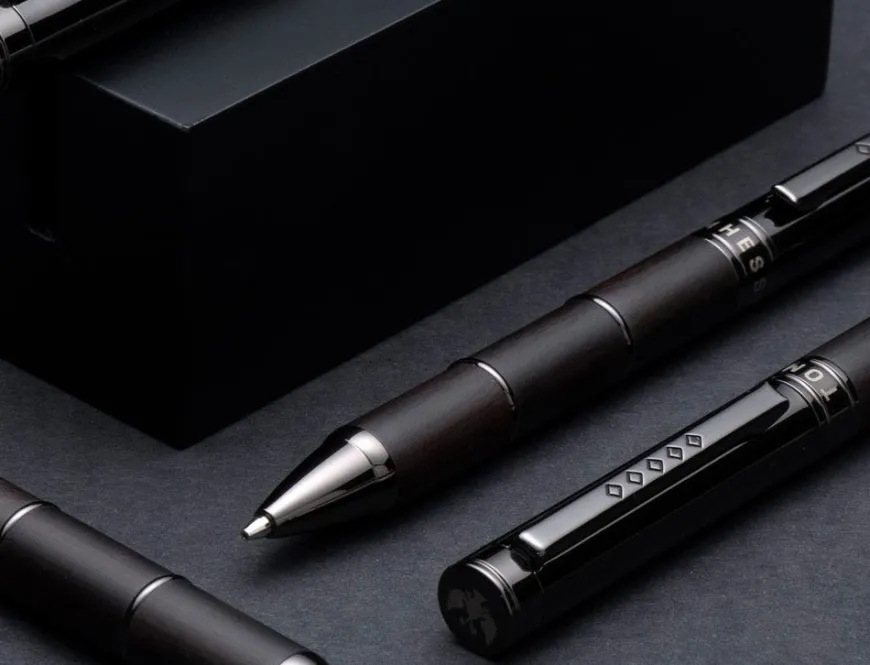 Tom Hessin Revolution Collection Charcoal With Wooden Barrel Ballpoint Pen