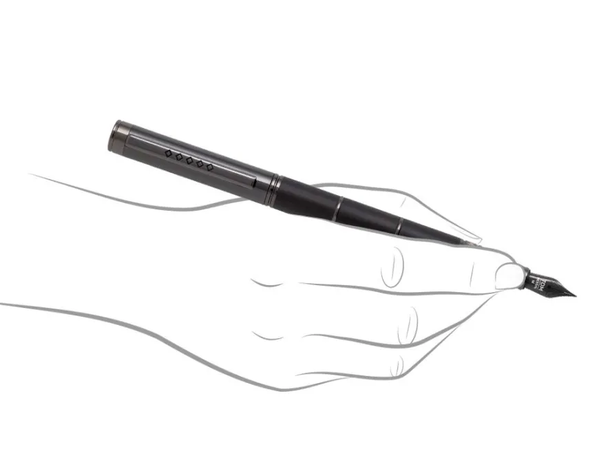 Tom Hessin Revolution Collection Charcoal With Wooden Barrel Fountain Pen
