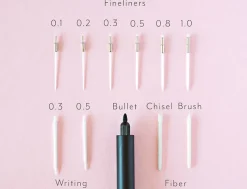 Tom's Studio Lumos All Black Duo Tip Refillable Fineliner & Brush Pen