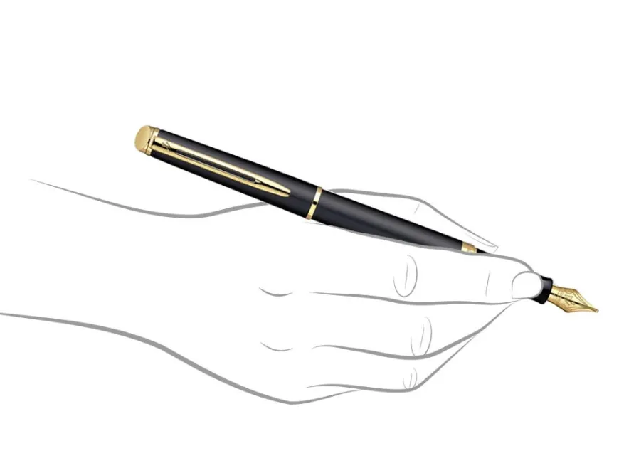 Waterman Hemisphere Matt Black Gold Trim Fountain & Ballpoint Pen Set